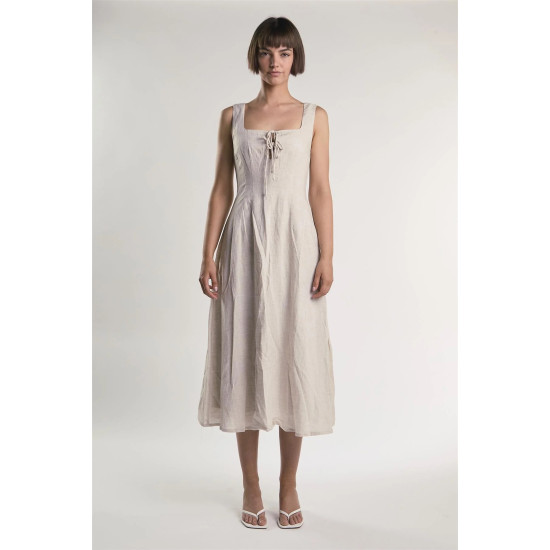 GLAMOROUS SQUARE NECK MAXI DRESS ΑΝ5633 DX58-BEIGE FLECK