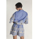 GLAMOROUS HIGH RISE LINEN SHORTS AN5708A DY12-EMBROIDERED CHAMBRAY