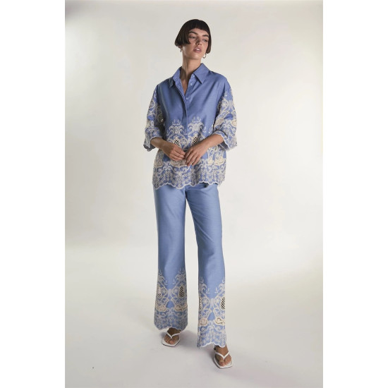 GLAMOROUS LADIES SHIRT AN5726 DY12-EMBROIDERED CHAMBRAY  