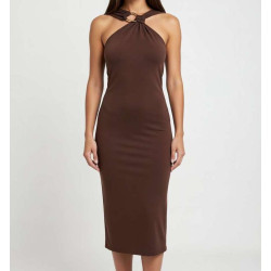 MARKUP DRESS VESTITO MIDI F12 CON TODO MW1600013 CACAO