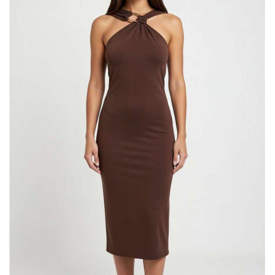 MARKUP DRESS VESTITO MIDI F12 CON TODO MW1600013 CACAO