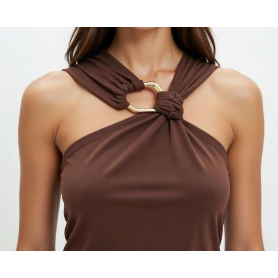 MARKUP DRESS VESTITO MIDI F12 CON TODO MW1600013 CACAO