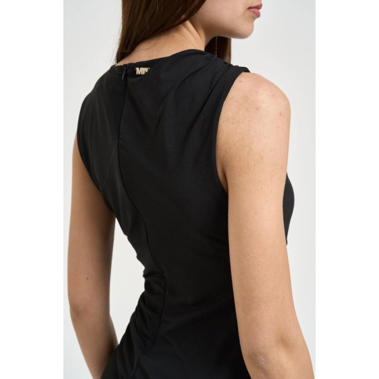 MARKUP DRESS ABITO CON ARRICIATURA LATERAL MW1610221 NERO