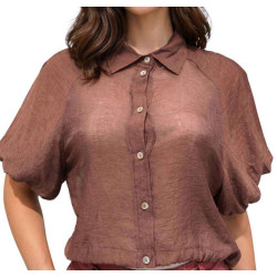 MARKUP SHIRT CAMICIA CROPPED IN MUSSOLA CON MW1630015 CACAO