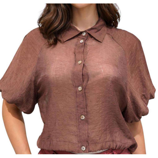 MARKUP SHIRT CAMICIA CROPPED IN MUSSOLA CON MW1630015 CACAO