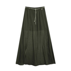 MARKUP SKIRT GONNA LUNGA IN MUSSOLA CON SPA MW1680005 MILITARE