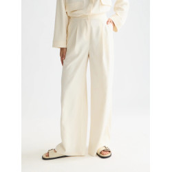 SCOTCH & SODA ΕLENI JAQUARD HIGH RISE WIDE LEG PANTS ULH0136 U137-EGGNOG