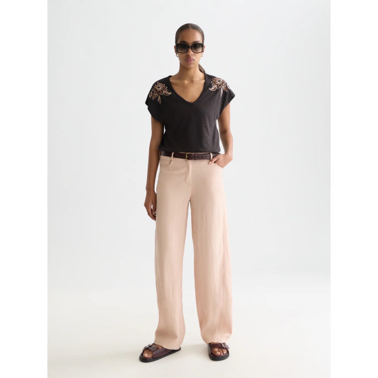 SCOTCH & SODA EMBROIDERED VNECK TSHIRT U9A01297T U014-METEORITE