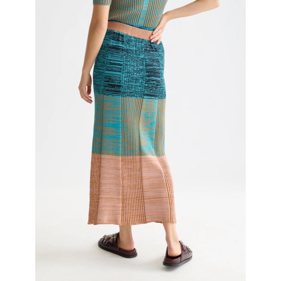 SCOTCH & SODA MAXI RIBBED KNITTED SKIRT UFS01382F U900-TAHITIAN TEAL