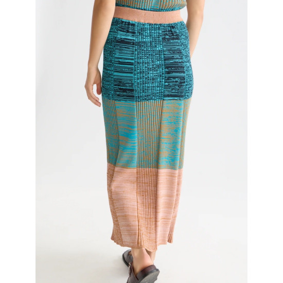 SCOTCH & SODA MAXI RIBBED KNITTED SKIRT UFS01382F U900-TAHITIAN TEAL