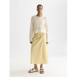 SCOTCH & SODA LINEN WRAP SKIRT UFS01387F U742-PARSNIP