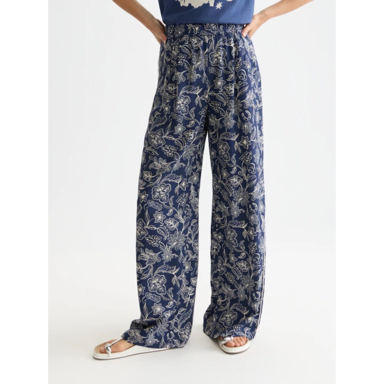 SCOTCH & SODA ELENI PRINTED HIGH RISE WIDE LEG PULL ON PANTS ULH01345F V497-LUCKY BANDANA DRESS BLUES