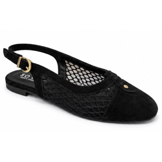 SO CHIC MESH SLINGBBACK FLATS CLAIRE 1048 01-BLACK 