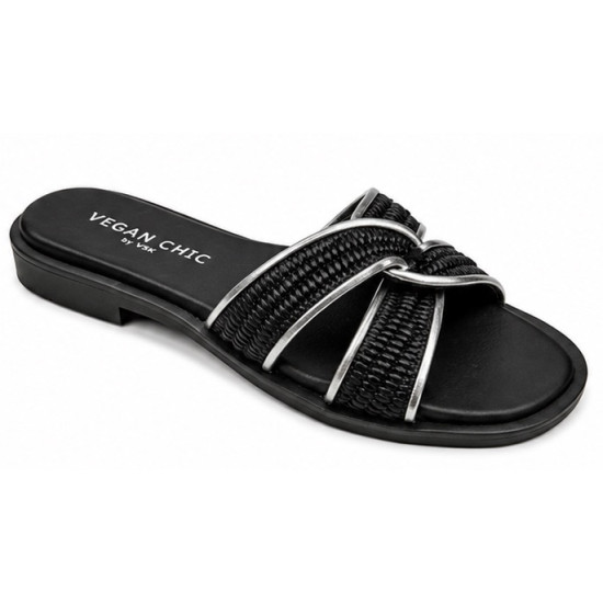 SO CHIC SLIDE SANDALS CHLOE 6002 01-BLACK 