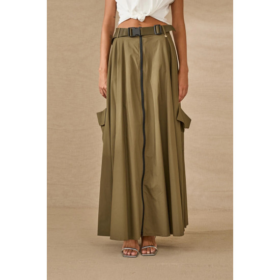 SOUVENIR GONNA MAXI SKIRT F39X0071 MILITARE 