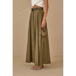 SOUVENIR GONNA MAXI SKIRT F39X0071 MILITARE 