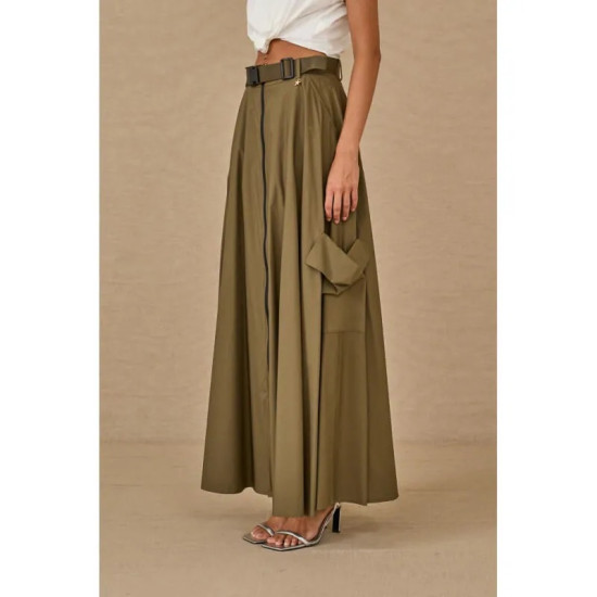 SOUVENIR GONNA MAXI SKIRT F39X0071 MILITARE 