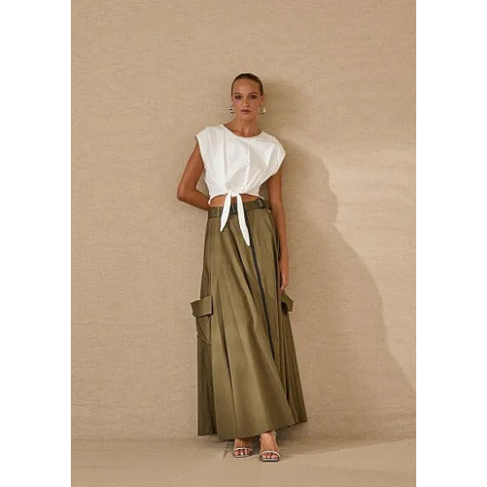 SOUVENIR GONNA MAXI SKIRT F39X0071 MILITARE 