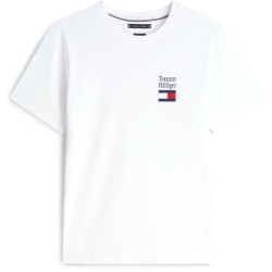TOMMY HILFIGER BRAND LOVE TEXT STACK TEE MW0MW42367 YBR-WHITE 