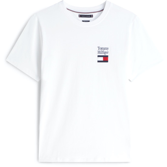TOMMY HILFIGER BRAND LOVE TEXT STACK TEE MW0MW42367 YBR-WHITE 